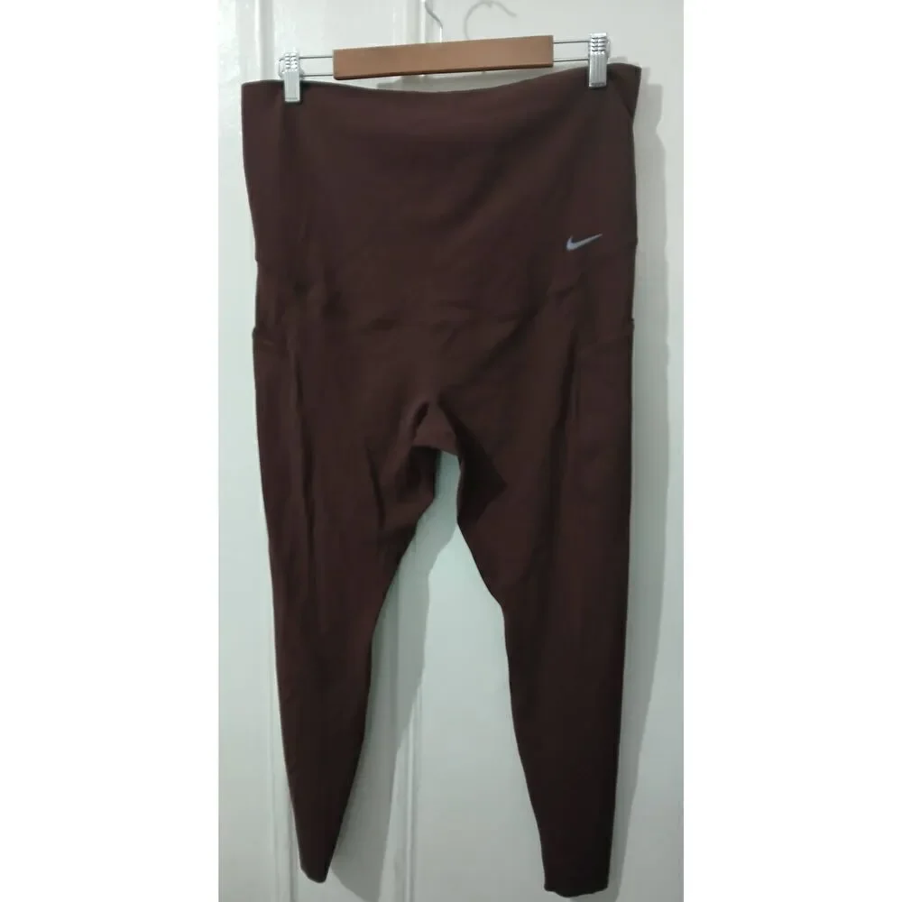 Nike Womens large RUSSET BROWN hi waist FULL COVERAGE FULL LENGTH leggings